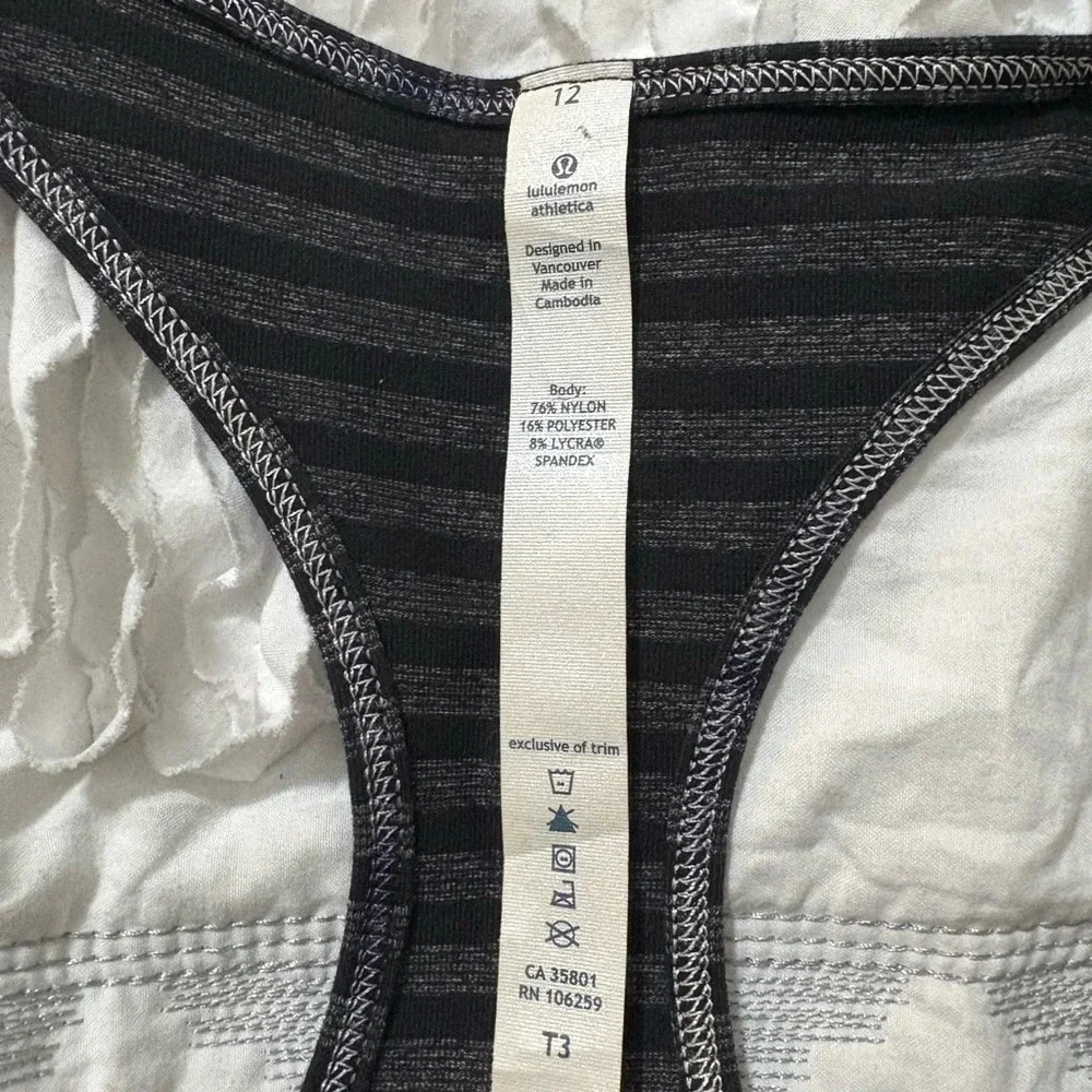 lululemon athletica Black and Gray Striped Racerback Tank Top